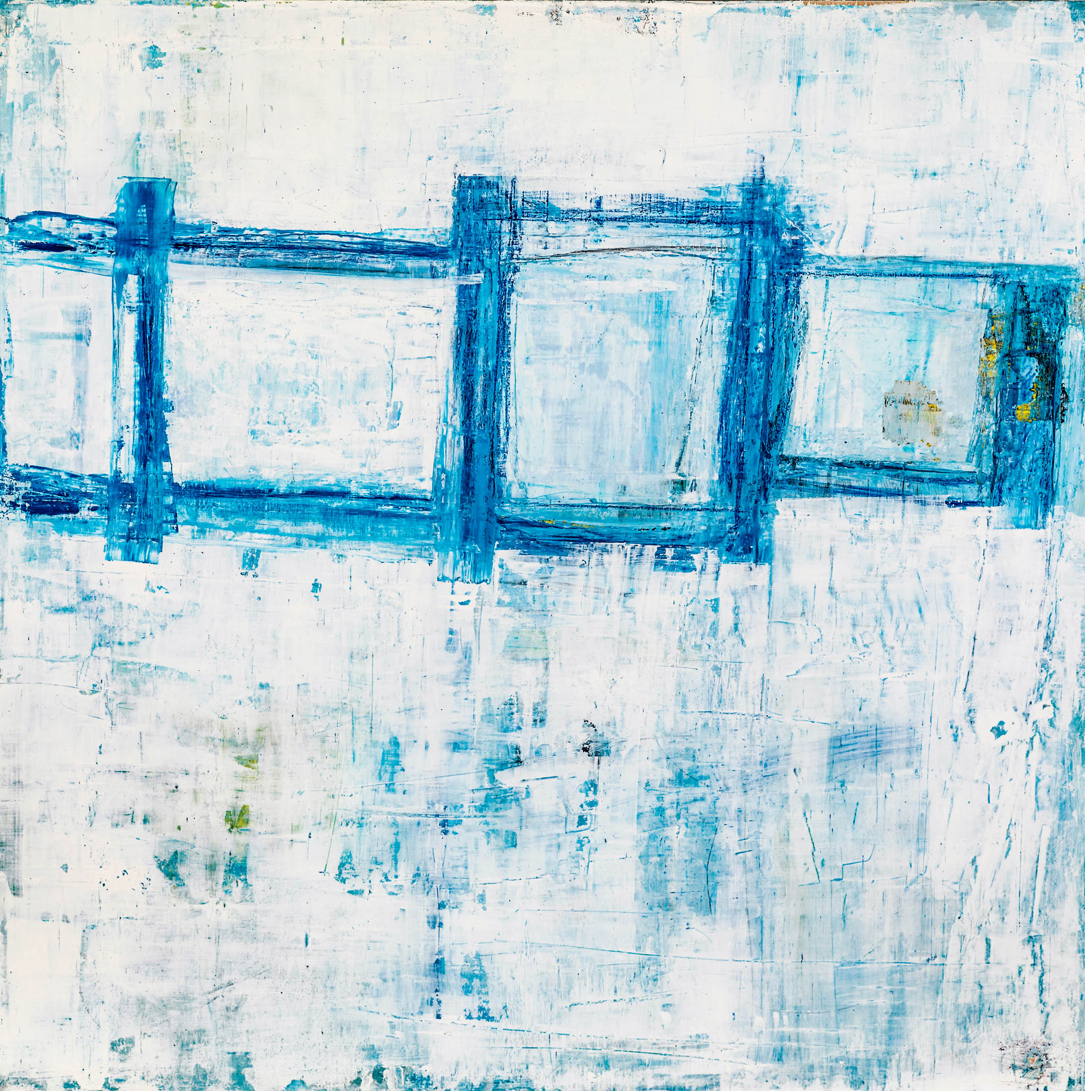 Blue Boxes, 24 x 24 (61cm x 61cm), oil/ board, 2019, $500